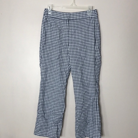 J. Crew Hayden plaid navy linen crop pants size 2 - Picture 3 of 14